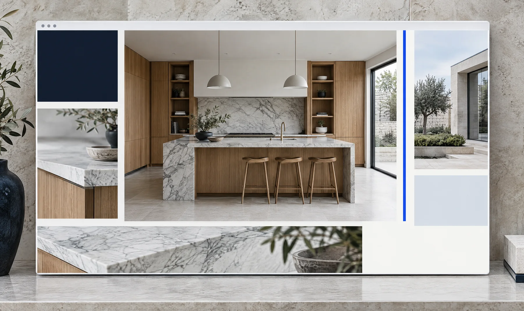 Website concept presentation for a bespoke kitchen studio